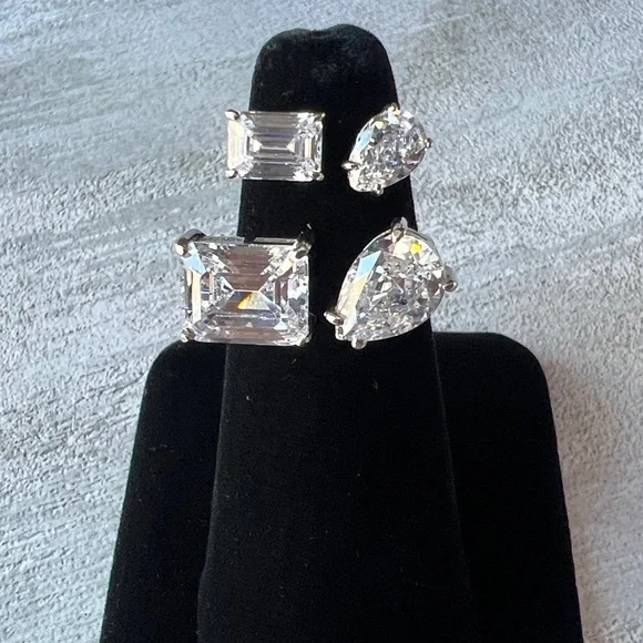 Mother & Daughter Waterdrop Shaped Moissanite Adjustable Rings - Picture 4 of 7